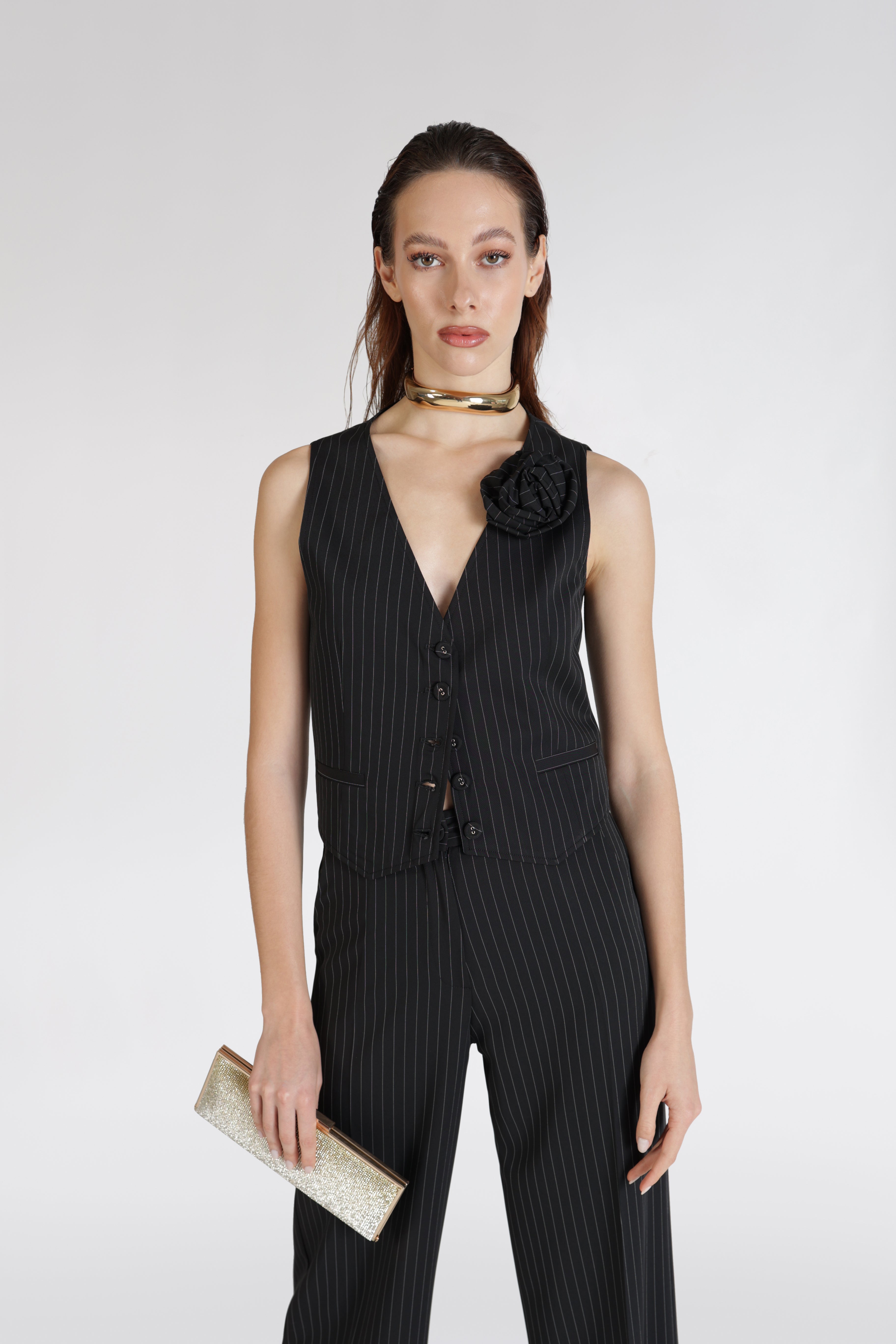 Eleonora Stasi Gilet pin stripes